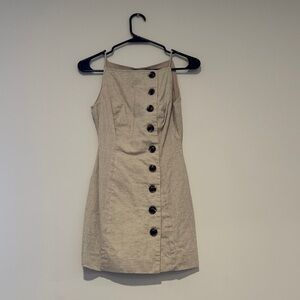 Linen Button-Front Mini Dress